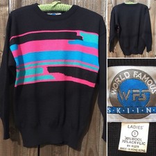 WFS World Famous Skiing Sweater 80s Style Ladies S Acrylic Wool Blend 1980s