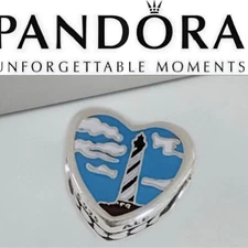 Pandora Authentic Cape Hatteras North Carolina Exclusive Lighthouse Heart Charm