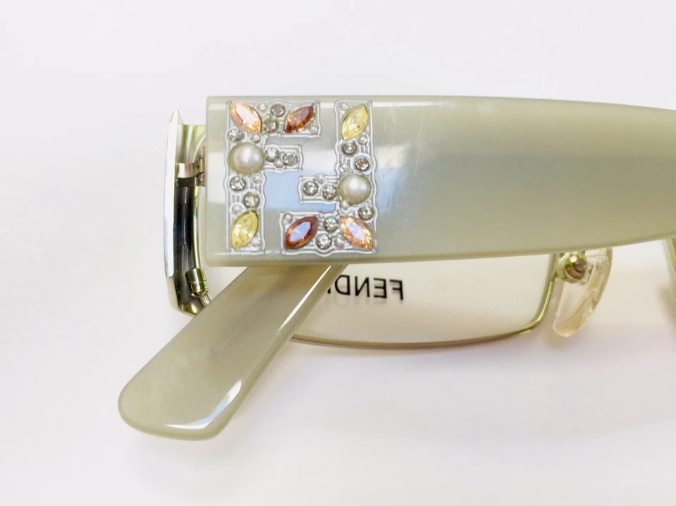 Nuevas gafas para mujer FENDI de diseñador monturas auténticas verdes F818R metal verde Foto 4 de 4