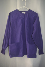 Fundamentals By White Swan Women  s Small Purple Solid Long Sleeve Snap Lab Coat