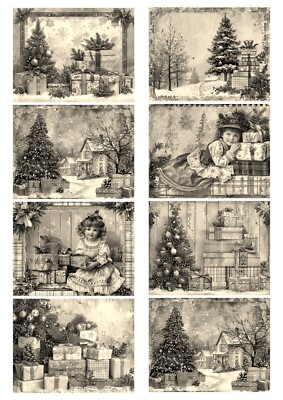 Decoupage-Bastelpapier-Softpapier-Vintage-Weihnachten-sepia-13490