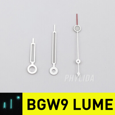 NH35 Watch Hands C3 BGW9 Lume for 28.5mm Dials 50 Fathoms Design Polished Silver