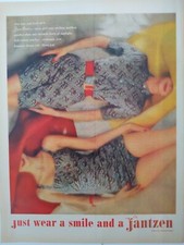 1960 Jantzen swimsuit print ad. just wear a smile and a Jantzen