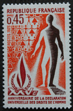 Timbre - FRANCE - Déclaration universelle Droits Homme - 1973 - Neuf ** - YT1781
