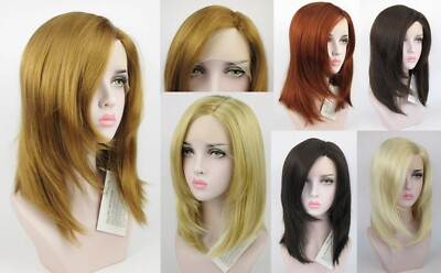 Shoulder Length Straight Long Layered Hair Front WOMENS LACE FRONT