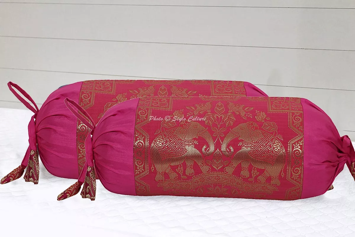 Bolster Cover Ethnic Traditional Art Yoga Under Knee Pillow Cover