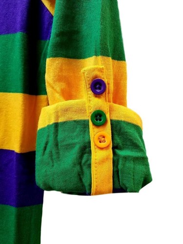 Vestido para mujer pequeño clásico de Mardi Gras con bolsillos púrpura verde dorado - Imagen 2 de 3