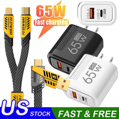 65W Fast Charging USB Type C Wall Charger For iPhone 16 15 Pro Max 14 13 12 11