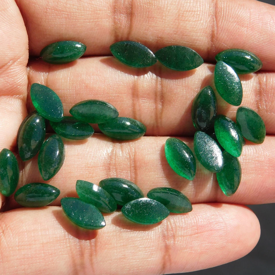 Lote de piedras preciosas sueltas cabujón marquesa aventurina verde natural de 4x8 mm a 10x20 mm Foto 4 de 4