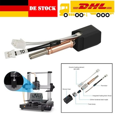 Hotend Kit For Anycubic Kobra 3/3 Combo Hard Steel Brass Nozzle 3D Printer DE