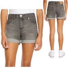 Levi  s Girlfriend Denim Shorts Girls Size 8 NWT Black Gray Rolled Cuff Mid Rise