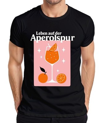Leben auf der Aperolspur Aperol Spritz Sommer Orangen Party Bar Herren T-Shirt