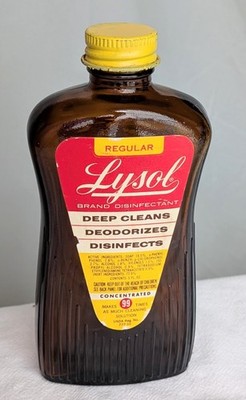 Vintage Lysol Glass Bottle Empty Brown Small Size