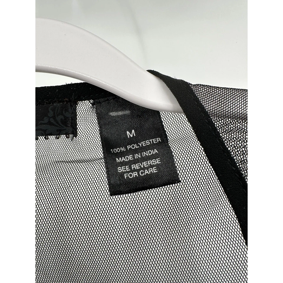 BKE Womens Sheer Beaded Top Size M Black Whimsigoth Witchy Festival Boho - Image 4 of 4