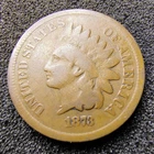 1873 Indian Head Cent 1c - Open 3 - Philadelphia Mint - G-VG Condition