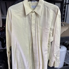 CHRISTIAN DIOR Dress Shirt Men's 17.5 34/35 Cream Herringbone Button-down