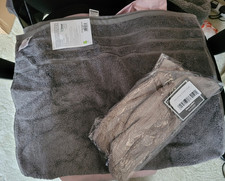 NEW WEST PARK GREY HAND TOWEL LUXURY 600gsm + DEYONGS GREY FLANNEL face cloth