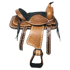 10" Pony Brown Buckaroo Buckstitch Laced Cowboy Saddle