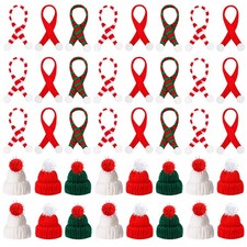 NOVWANG 50 Pcs Mini Santa Hats and Scarfs Christmas Decor for DIY Craft Art