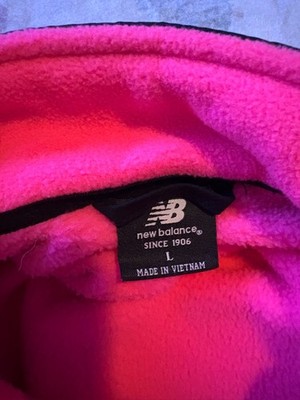 pink and black New Balance fleece jacket #winterjacket women size L with zipper