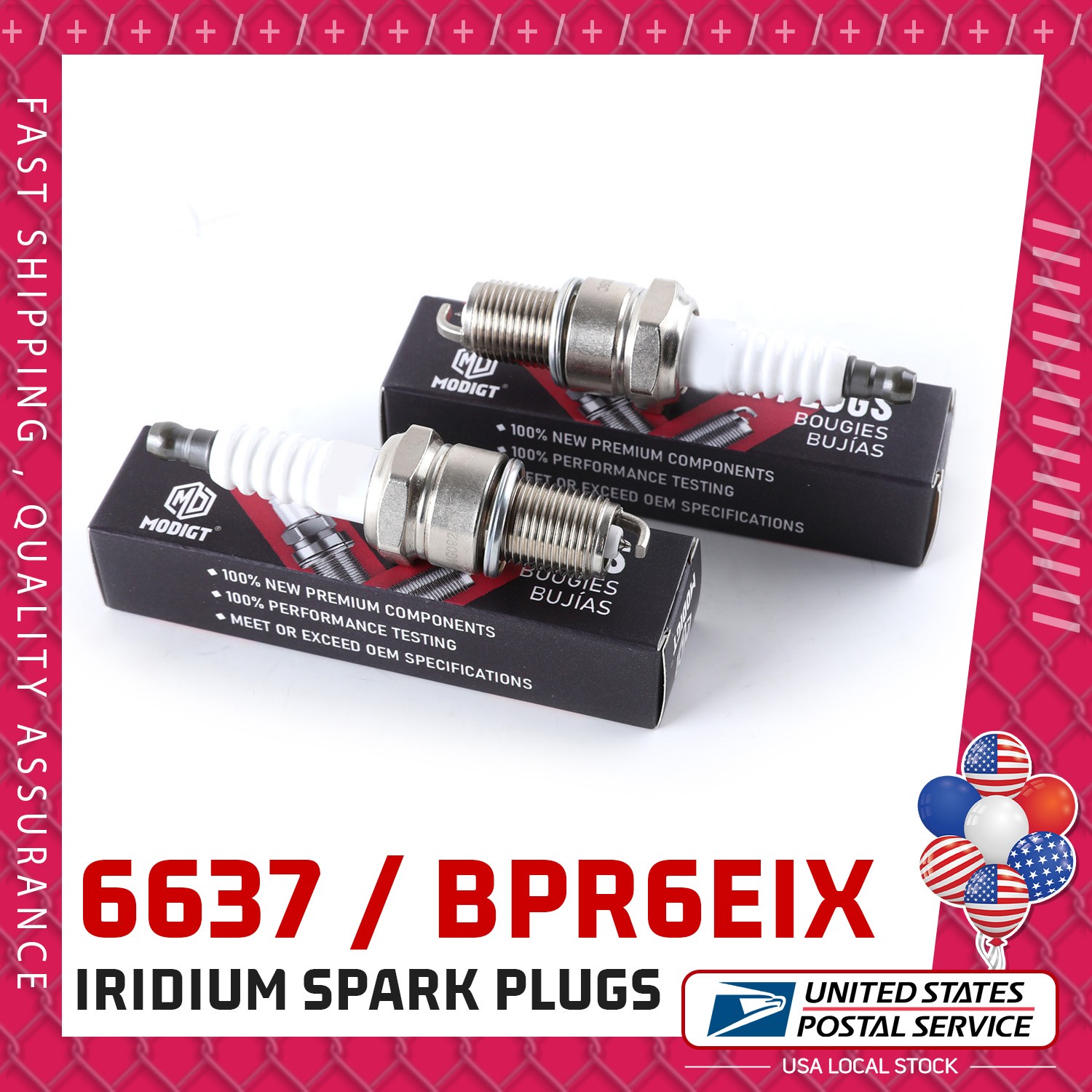 Set of 4 OEM Replacement For NGK 6637 / BPR6EIX Premium Iridium Spark Plugs NEW