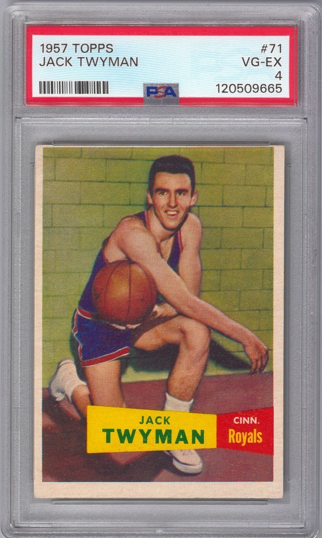 1957 Topps Basketball Card #71 JACK TWYMAN (RC) HOF PSA 4 VG-EX
