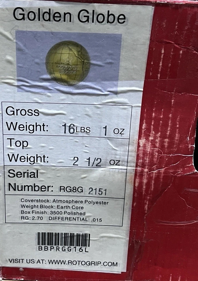 Bola de boliche Roto Grip Golden Globe 16 lb nueva en caja original Foto 4 de 4