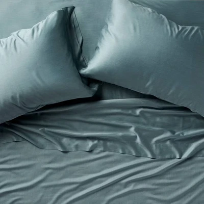 CASALUNA Full 400 Thread Count Rayon from Bamboo Sheet Set Light Teal Blue