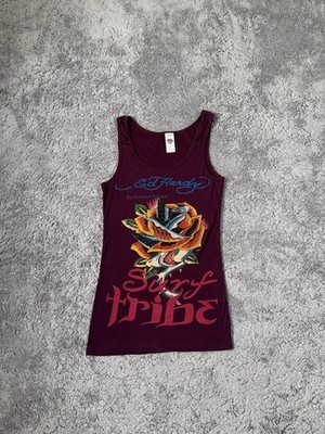 Ed Hardy Tanktop Surf Tribe Bordeaux Tattoo Y2K Top
