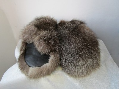 Unisex Men Women  Fox Fur Mittens Mitten Gloves Man Woman