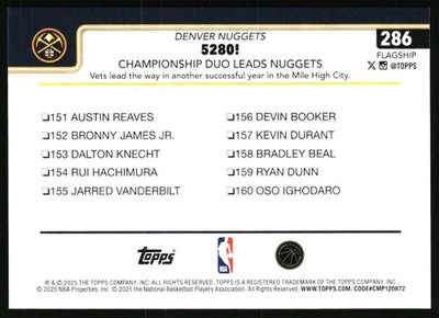 2025-26 Topps #286 5280!: Championship Duo Leads Nuggets Denver