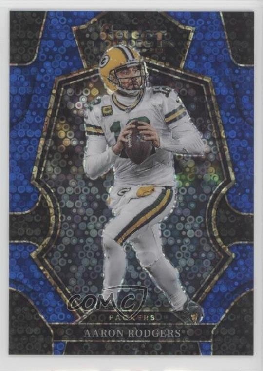 2022 Panini Select Premier Level Blue Disco Prizm 16/25 Aaron Rodgers #136 rf2