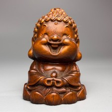 2.7'' China Boxwood Hand-Carved Shakyamuni Sakyamuni Buddha Statue W737