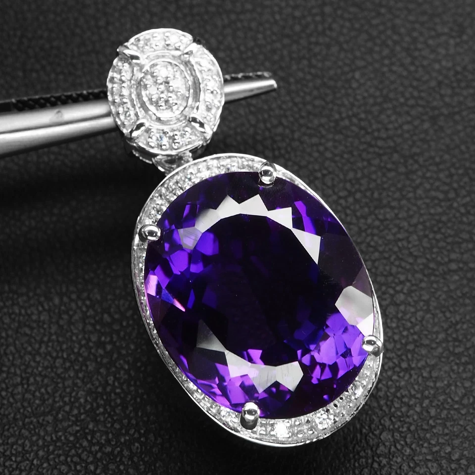 Impresionantes colgantes hechos a mano de plata de ley 925 de 15,67 quilates de amatista violeta medianoche Foto 2 de 4