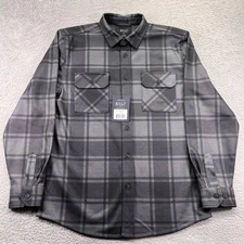 BYLT Shirt Mens Large Charcoal Gray Plaid Coastal Overshirt Heavyweight Flannel
