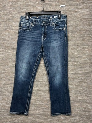 Miss Me Boyfriend Capri Jeans Womens Size 28 Blue Dark Wash Mid Rise JB5151P55