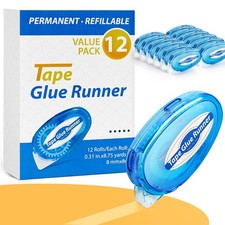 12 Pack Double Sided Tape Roller, 8mm x 315 Inch Permanent Adhesive Scrapbook...