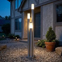 AußEnlampe Standleuchte Stehlampe Led Wegeleuchte Edelstahl Silber 3 Flammig