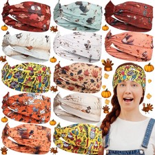 12 Pcs Thanksgiving Headbands Bulk for Women Turkey Pumpkin Head Bands Fall M...