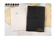 Amalfi A4 Yacht Log Book Italian Leather Journal Black Free Initials Engraving!