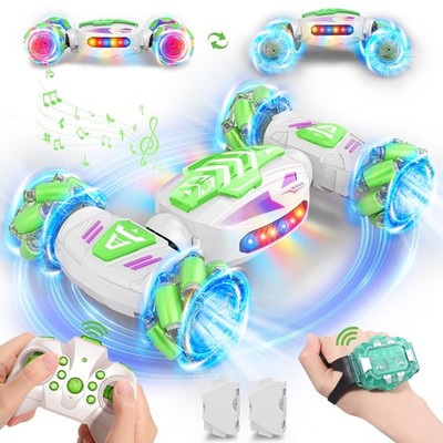 Nicella Gesture Sensing RC Stunt, Remote Control Car 360° 8.5 inches, Green 