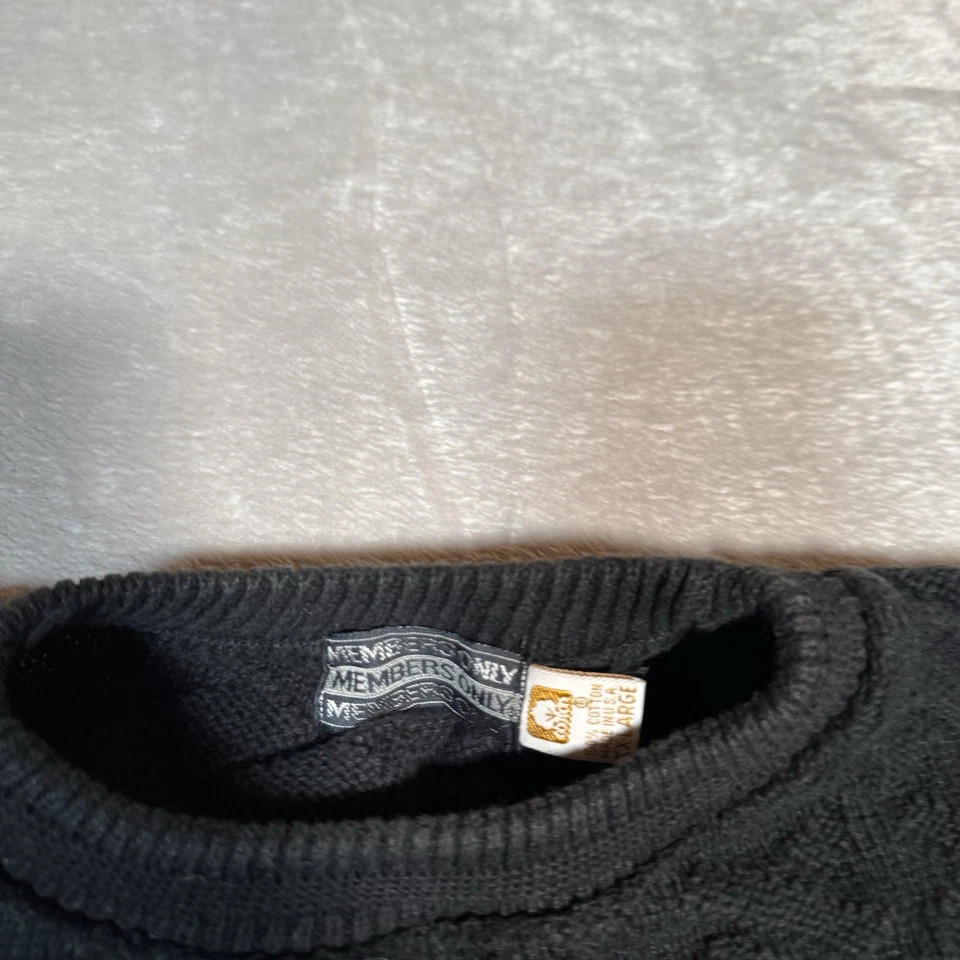 Vtg Members Only Sweater Mens 2XL Black Cotton Cable Knit Pullover Casual - Image 3 of 4