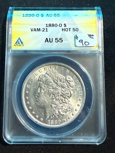 1880 O MORGAN DOLLAR VAM 21 ANACS AU 55