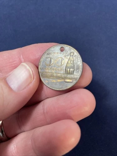 Vintage 1936 Coca Cola Coke Bottling Company Bottle 50th Anniversary Fob Token