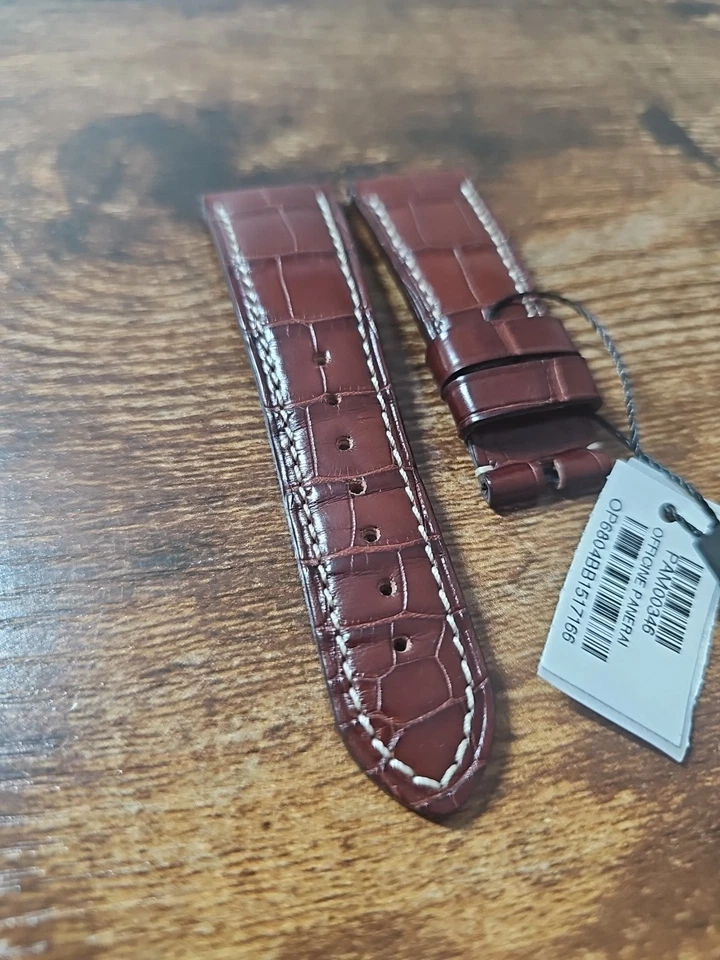 Panerai Radiomir 24.5/20mm OEM Alligator Brown Semimat Leather Pin Buckle Strap  - Image 4 of 4