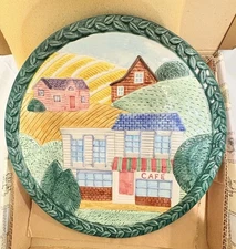 Omnibus Fitz & Floyd 1995 Raised Town & Country Cafe Luncheon Plate 9.5” NEW Vtg