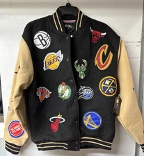NWT Rare NBA All Team Logo Patches Varsity Jacket Size M FISLL