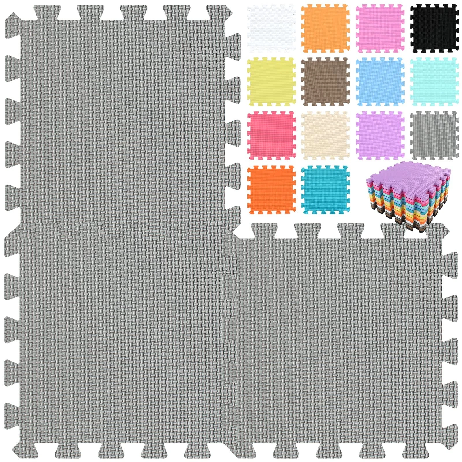 EVA Rubber 18 Tiles Interlocking Puzzle Foam Floor Mats - Baby Play Mat for P...