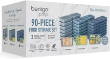 Bentgo Prep 90-Piece Meal Prep Kit 4-Cup Blue BPA-Free 1-2-3 Comp Trays