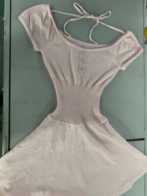 Knitted A-line Dress for Womens Mini Dress Casual Square Neck Short Sleeve Dress